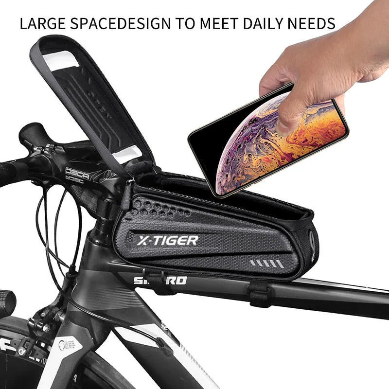 X-TIGER Bicycle Bag Waterproof Touch Screen Cycling Bag Top Front Tube Frame MTB Road Bike Bag 6.5 Phone Case Bike Accessories