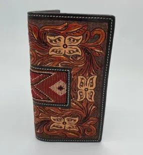 XH-248R - Twisted X Tooled Beaded Checkbook Wallet