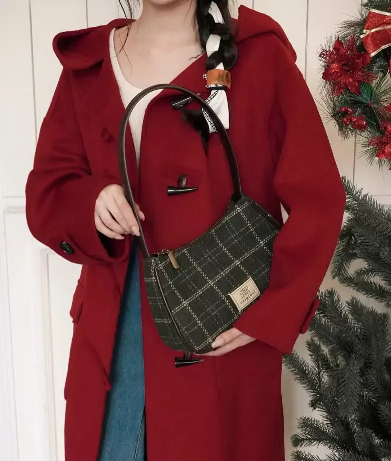 XMAS TREE wool plaid underarm bag