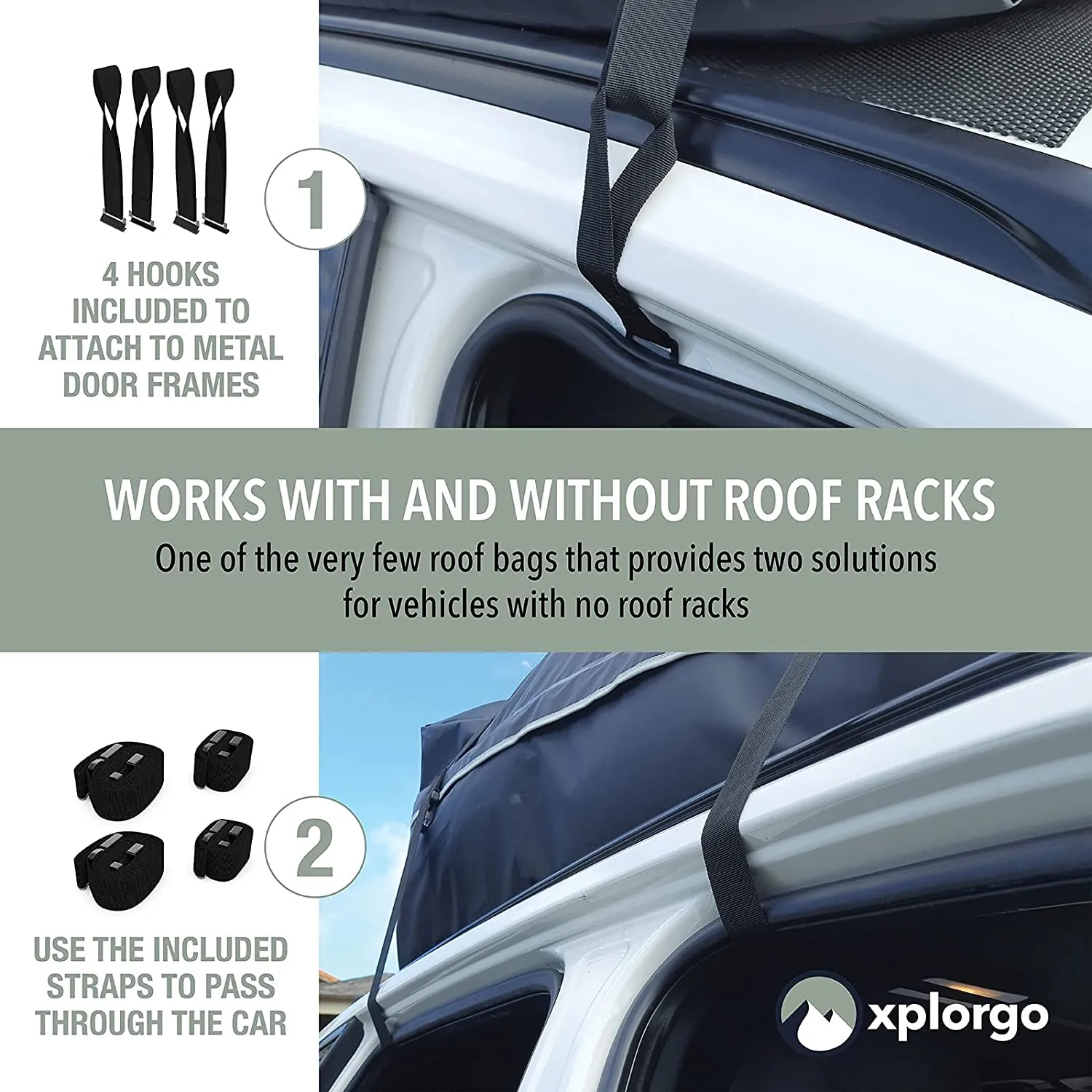 Xplorgo Car Rooftop Cargo Carrier Bag 38 x 48 x 11 inches Black