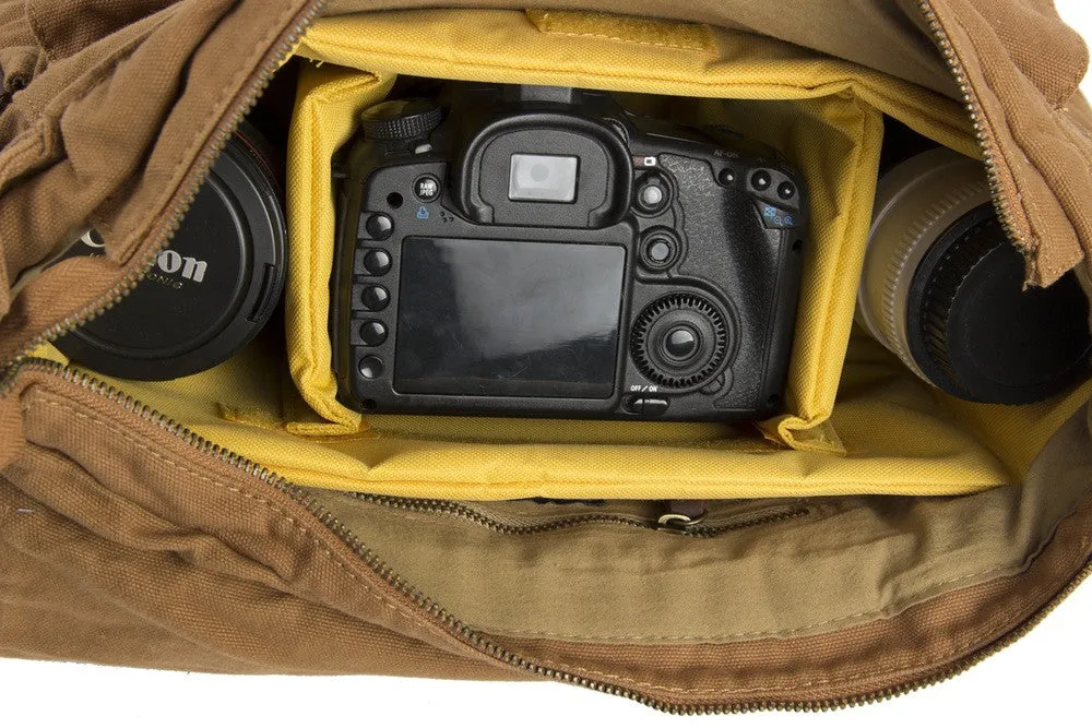 Yellow DSLR Vintage Leather Camera Bag